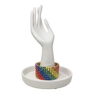 Gold-Tone Rainbow Rhinestone Multi-Row Stretch bracelet